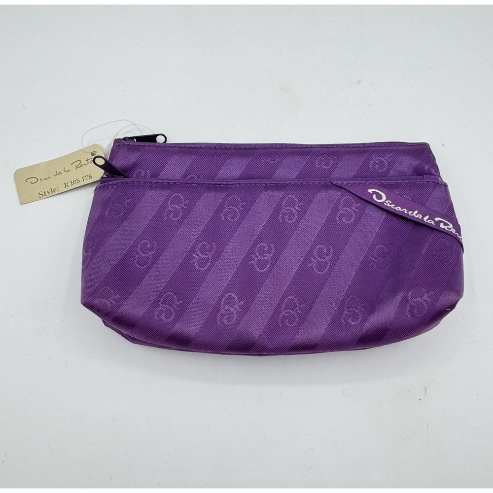 Oscar De La Renta Vintage Designs on Travel Purple Makeup Bag Travel Cosmetics